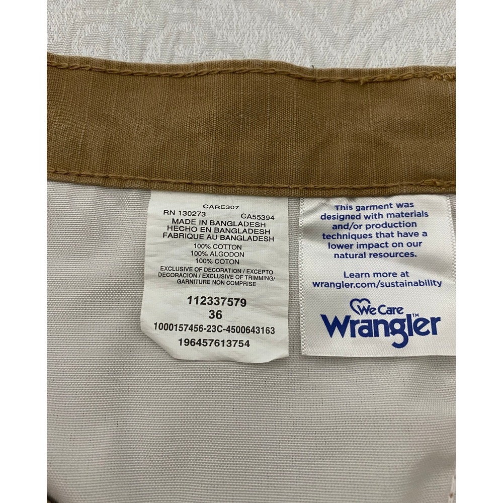 Wrangler Workwear Mens 36 Tan Ripstop Cargo Carpenter Shorts Khaki 112337579 - Picture 7 of 7
